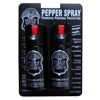 2 Pack Police Magnum PEPPER SPRAY 2oz w/ UV Dye Twist Safety Lock - Self Defense