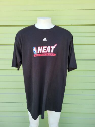 RARE 2XL Adidas Mens Miami Heat NBA Basketball Short Sleeve Black Cotton T - 第 1/12 張圖片