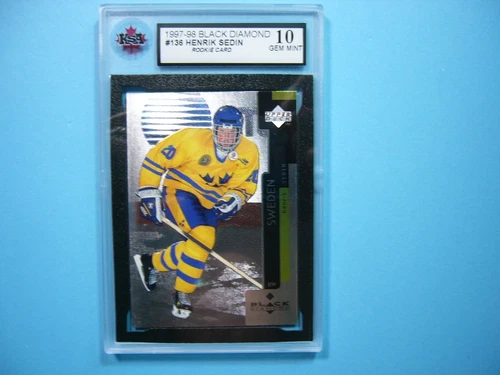1997/98 UPPER DECK UD BLACK DIAMOND CARD #136 HENRIK SEDIN ROOKIE RC KSA 10 GEM 
