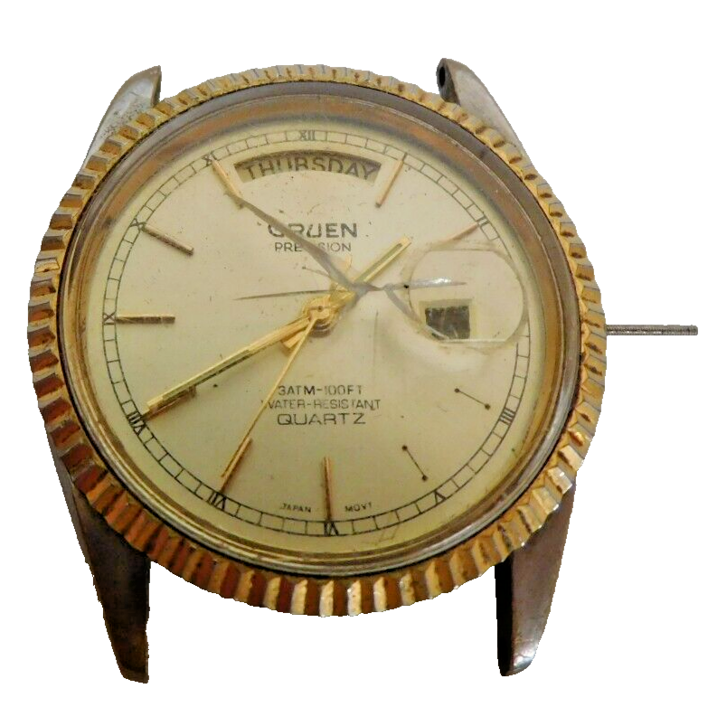 MIYOTA 3 W50 GRUEN QUARTZ 1 JEWEL DAY & DATE FOR PARTS or REPAIR
