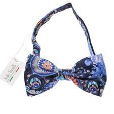 Italo Ferretti NWT Bow Tie Adjustable Size in Blues/Multi Whimsical 100 Silk