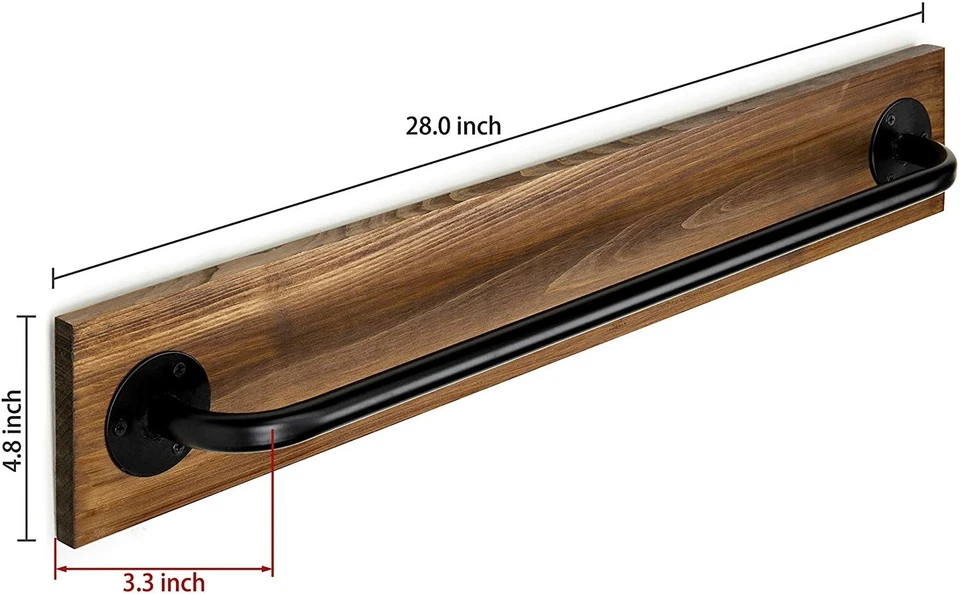 Rustic Wood & Metal Wall Mounted Towel Bar/Hanging Rod Unit for Modular Racks - Image 4 of 4