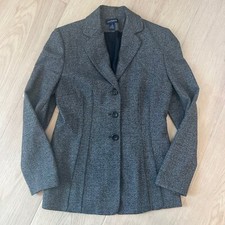 Ann Taylor Size 4 100 Wool Blazer Jacket Gray Long Sleeve Lined Career Office