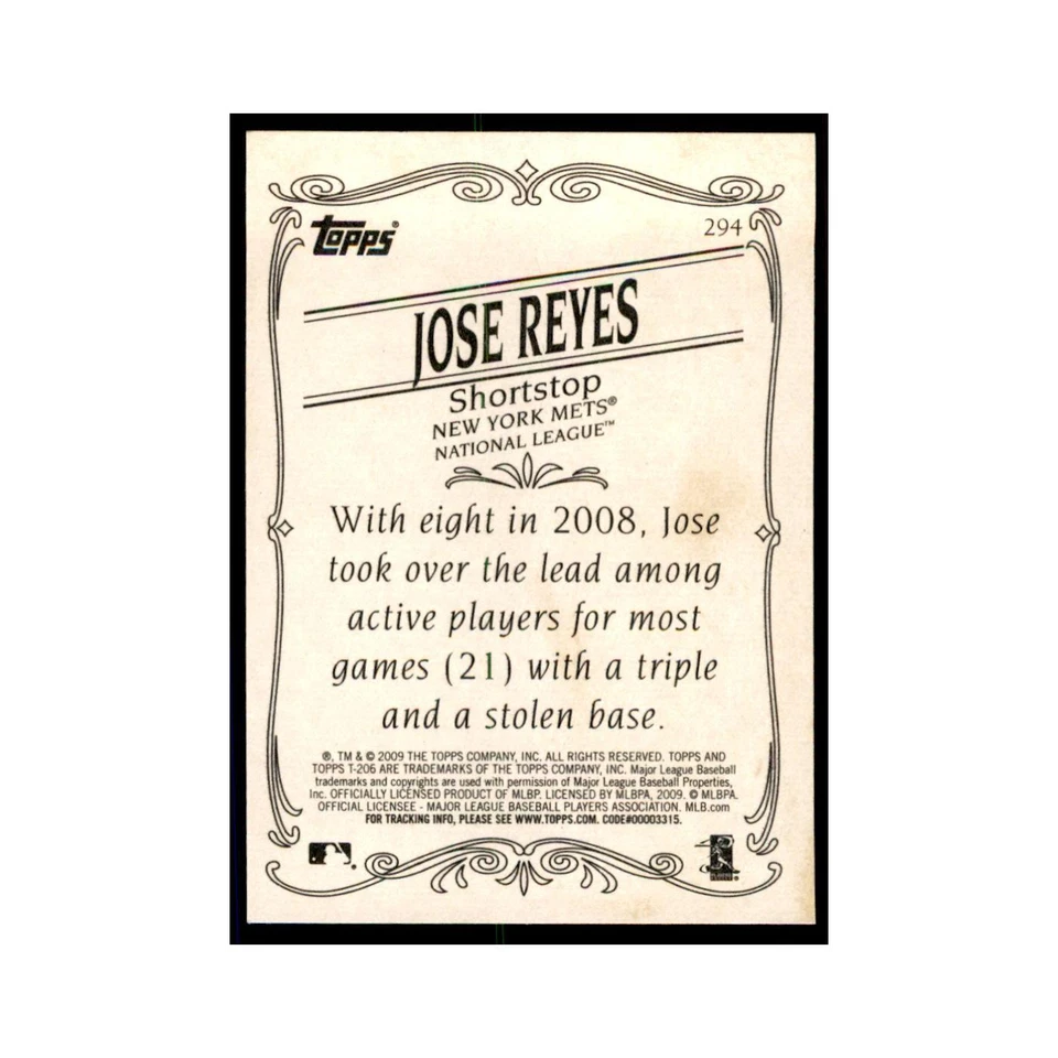 2009 Topps 206 Jose Reyes Baseball Cards #294 - Image 2 of 3