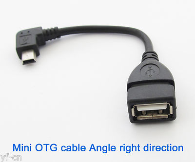 5pcs Right Angle 90D Host OTG Adapter Cable Mini 5pin USB male to USB 2.0 Female