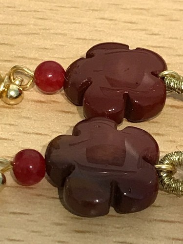 Red, Brown or Multicolour Tassel & Stone Bead Dangle Earrings on Plated Wires. - Picture 11 of 21