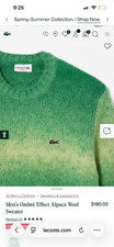 NWT Lacoste Green Striped Ombr  Alpaca Wool Men  s Sweater Large Size 5 180