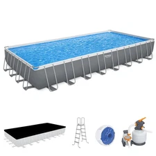 Bestway 31.3 x 16-Foot Rectangular Frame Above Ground Pool Set w/ Pump(Open Box)
