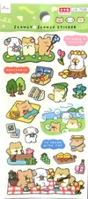 DAISO Animal Slowly Picnic Sticker Sheet Made in Japan Dog Bear