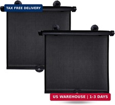 EcoNour Car Side Window Sun Shade 2 Pack  Retractable Roller Sunshade for Kid