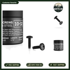 Durable 50-Piece Set of Carbon Steel 10/32 Rack Screws  Washers for Cabinets