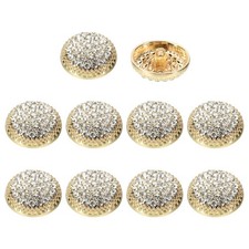 10 Pcs 36L Round Rhinestone Buttons, 23mm Shiny Crystal Buttons, Gold/White
