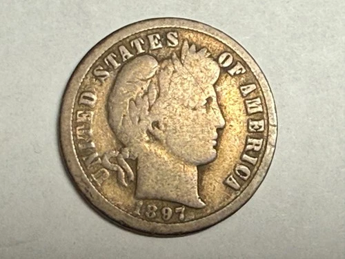 1897-O BARBER silver U.S. dime. Nice original Good-VG, tough semi-key date. #q2