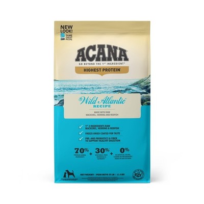 ACANA Highest Protein Grain Free Dry Dog Food Wild Atlantic Recipe 25lb Bag