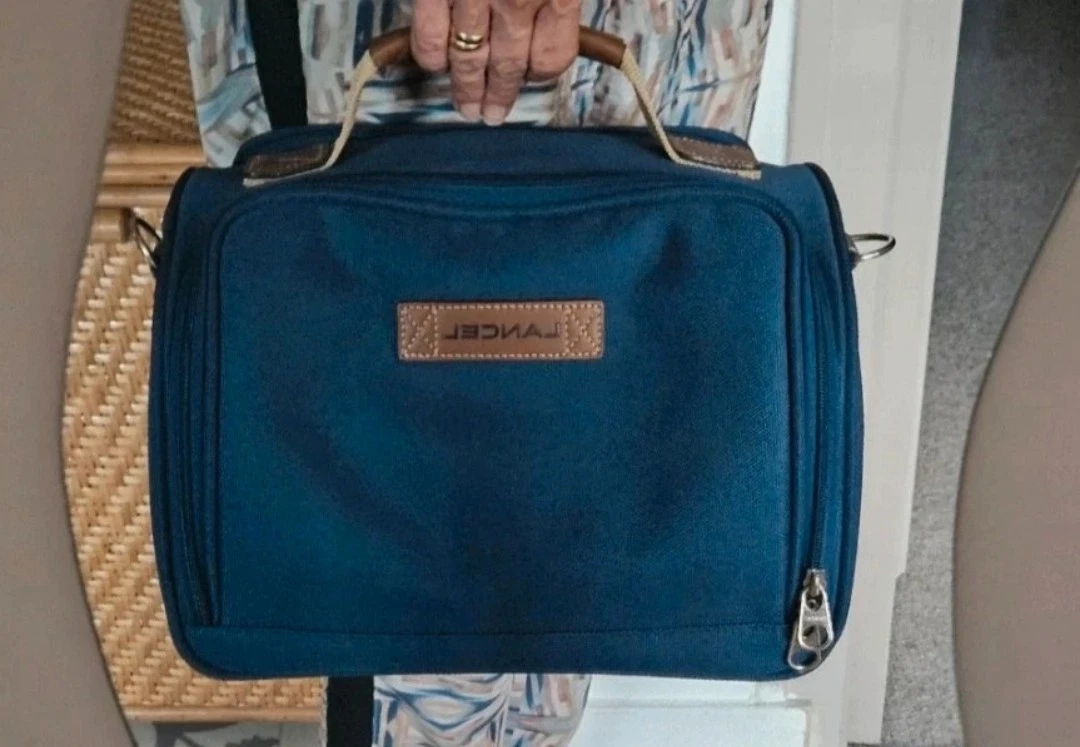 Sac De Voyage Vintage Carlton - Vanity Case Bleu Avec Miroir Et Fermeture éclair - Sans Sangle