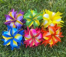 Hawaiian Design Plumeria Layered Multicolored Tropical Hair Clip Beach Luau Foam