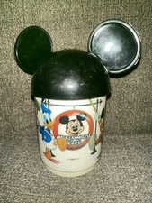 1970 Vintage Mickey Mouse Club Deka Plastic Cup Walt Disney w/ Ears Lid!