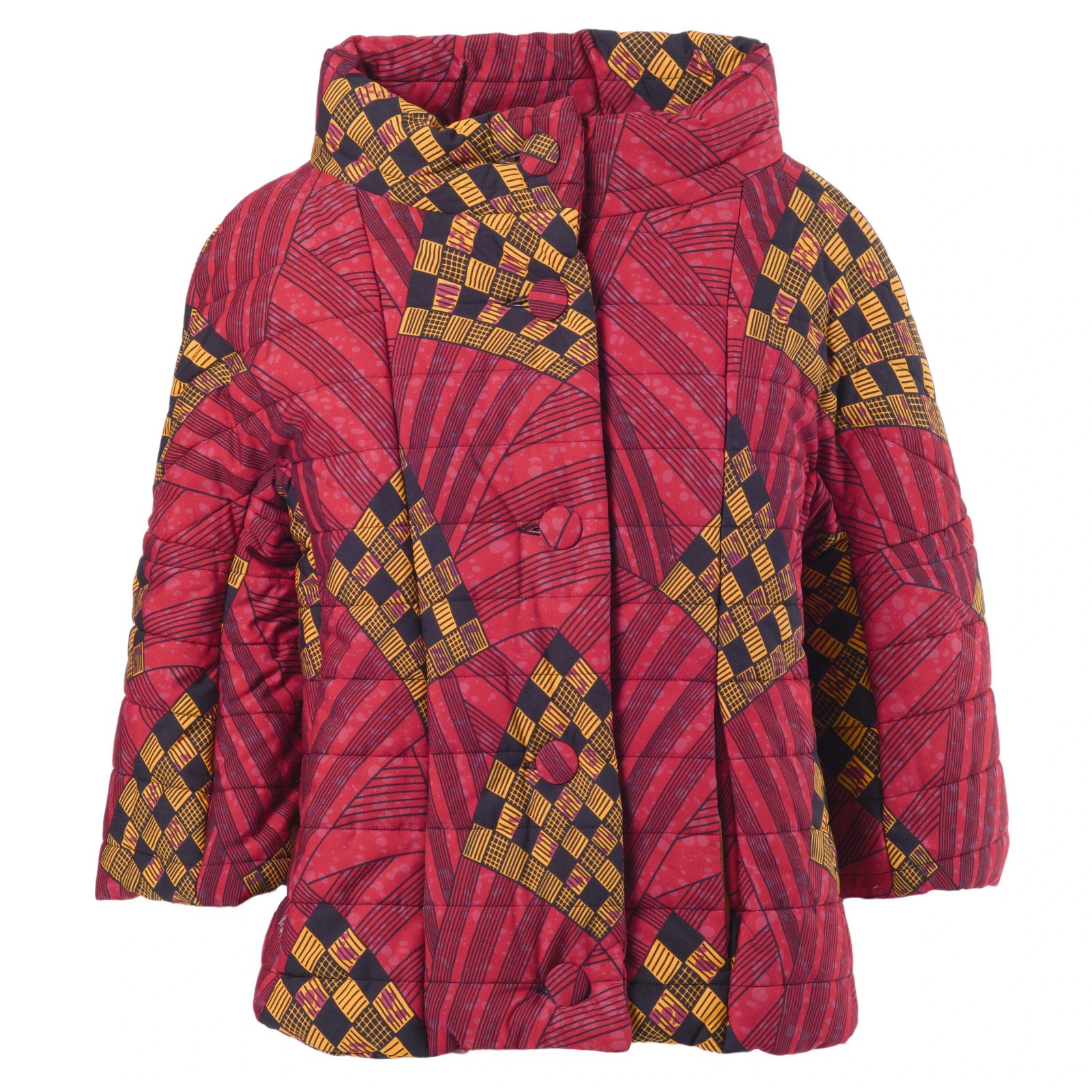 Giacca imbottita cotone trapuntato Stella Jean stampa grafica multicolore donna
