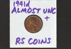 1941D  AU LINCOLN CENT  ~ALMOST /BRILLIANT UNCIRCULATED RS COINS #8132 free ship