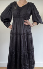 Wyse London Dress Size 3 UK 12 Black Ruffle Frill Tiered Midi Length