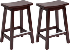 Bar Stools Set of 2 for Kitchen Counter Wooden Saddle Stools 24-Inch/30-Inch Hei