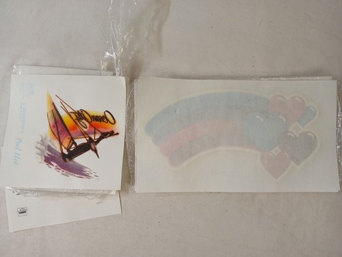 Vintage 80s T-Shirt Heat Transfer Lot Of 24 Ocean City Surfer & Hearts Pink B13