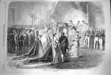 Original Old Antique Print 1870 Reception Ladies Tuileries New Year Day France