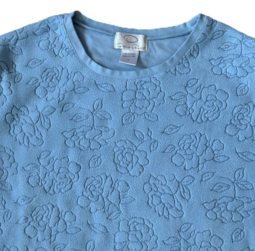 Oscar de la Renta Conjunto de Pijama Polar Impresionado Floral Bebé Azul Acogedor Suave Foto 4 de 4