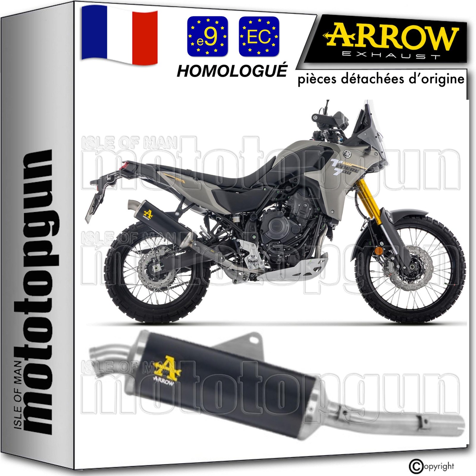 Silencieux Arrow Indy-Race noir premium homologué Ténéré 700 modèle 2026