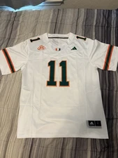 Carson Beck White Miami Jersey Adidas Size Large Brand New