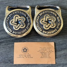 Vintage Set of 2 American Revolution Bicentennial Belt Buckles 1776-1976 Brass