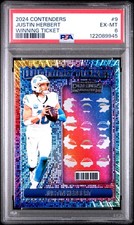 2024 CONTENDERS WINNING TICKET #9 JUSTIN HERBERT PSA 6