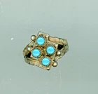 Vintage Sterling Silver NAVAJO Turquoise Petit Point Ring Size 4.5