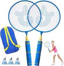 Kids Badminton Rackets Set with Soft Grip, Oversize  Lightweight Shuttlecocks R