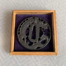 Japanese Sword M008 Tsuba Dragon Inlay Katana Handguard Antique Vintage