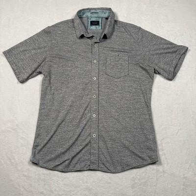 7Diamonds Shirt Mens Large Gray Geometric Short Sleeve Button