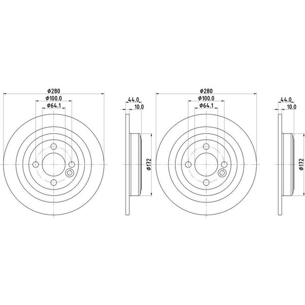 2X Hella Pagid Bremsscheiben Ø280Mm Hinten Passend FüR Mini 55340PRO-image