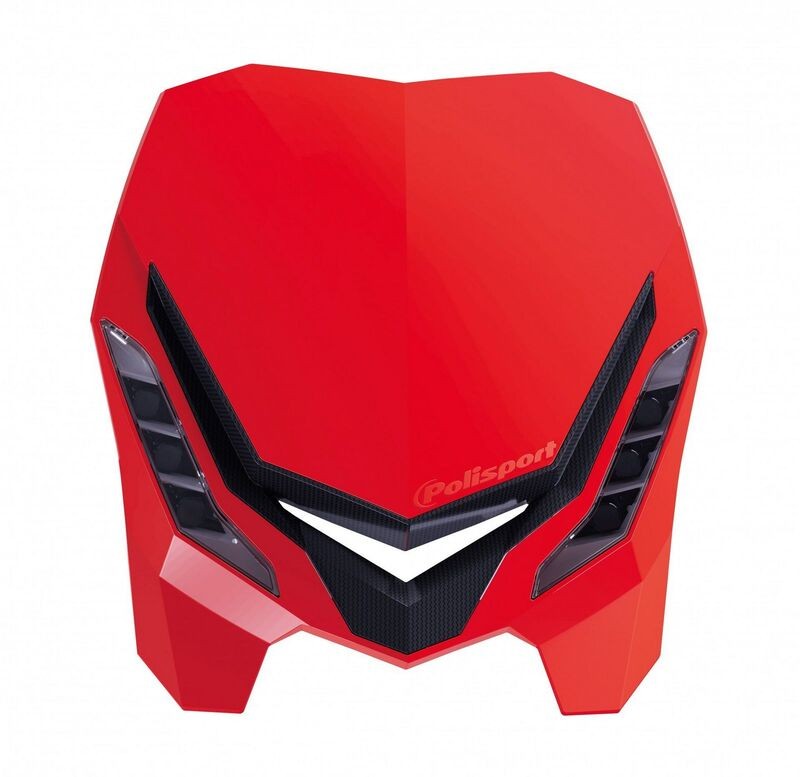 Plaque phare POLISPORT E-Blaze rouge en finition haute résistance aux chocs