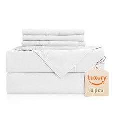 King Sheet Set,Luxury Silky Soft 6 Piece Bed Sheet Set Fits 16 inch Deep Pock...