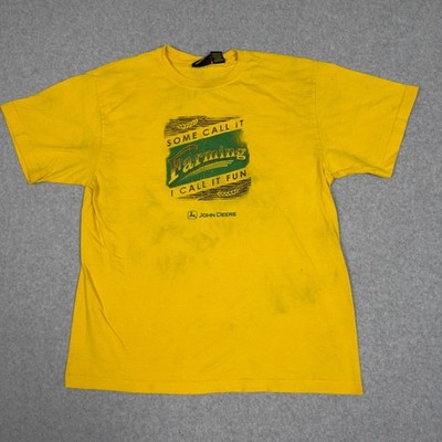John Deere Yellow Some Call it Farming I Call It Fun Graphic T Shirt Size L