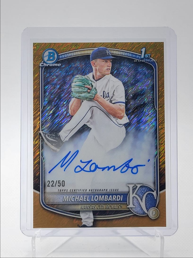 MICHAEL LOMBARDI 2025 BOWMAN CHROME DRAFT 1ST GOLD SHIMMER AUTO /50 Q0895