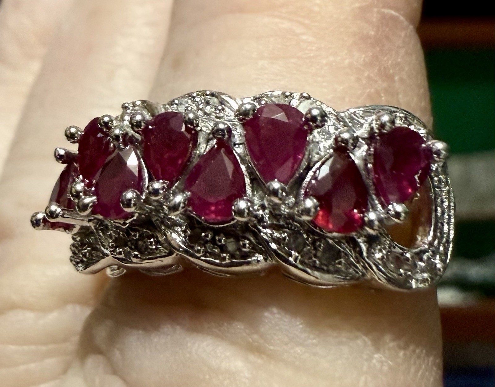 Sterling Silver 925 Pear Shape Ruby Red Gemstone … - image 1