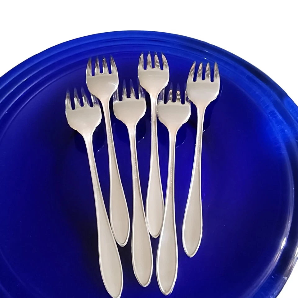 Juego de 6 horquillas de ensalada Rogers 1881 Oneida Chateau placa de plata triple placa Foto 3 de 4