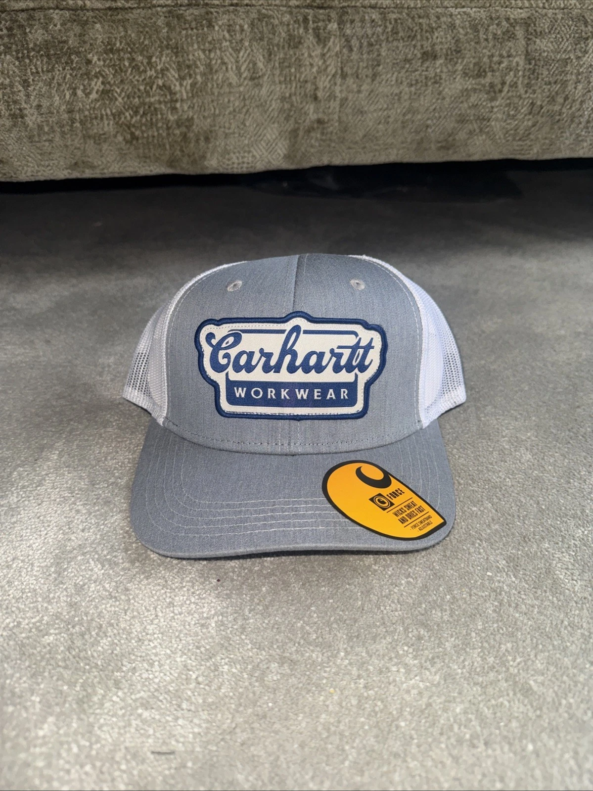 Carhartt Canvas Mesh-Back Logo Graphic Cap Trucker Hat Adjustable Grey