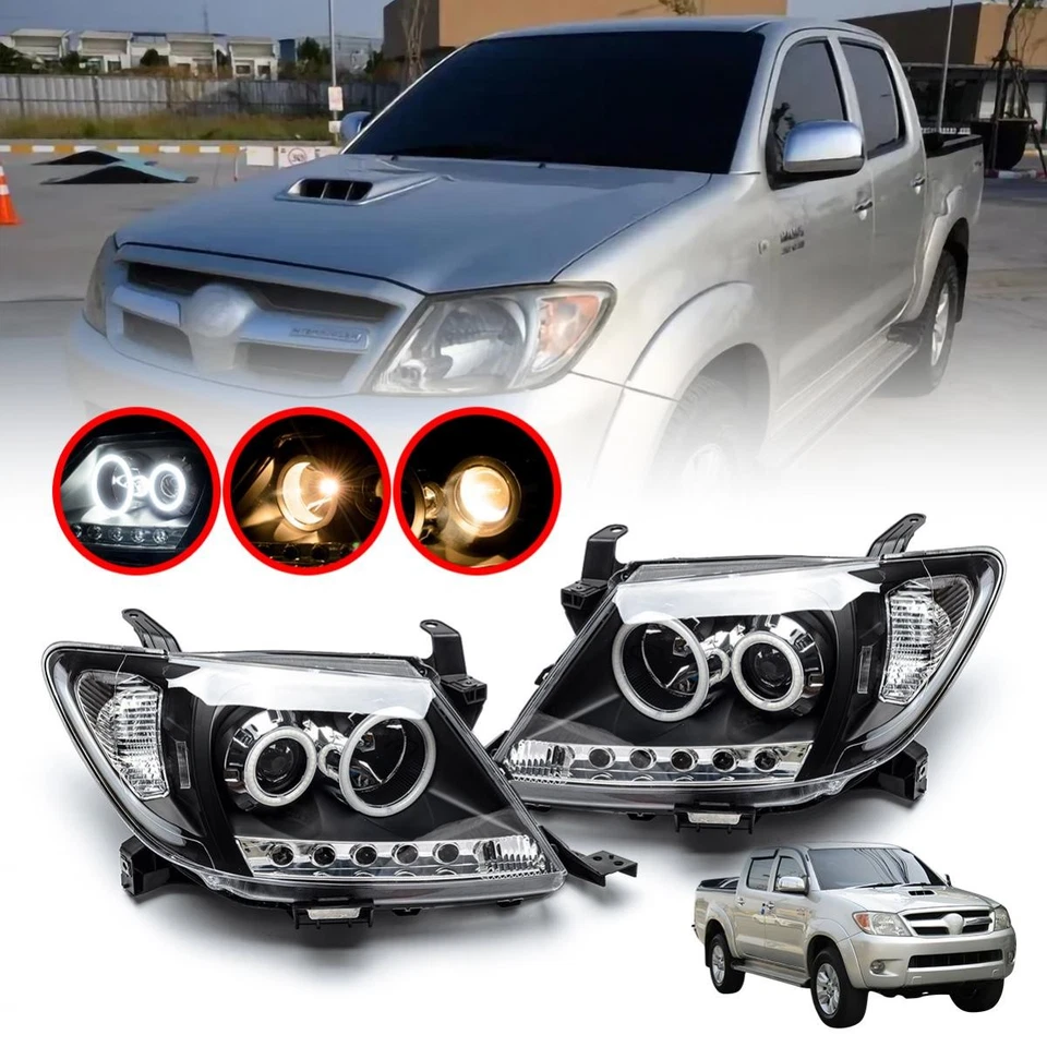 Faros Lámpara Proyector LED Ajuste Toyota Hilux SR5 Vigo 2005-2011 UTE Pickup Foto 2 de 4