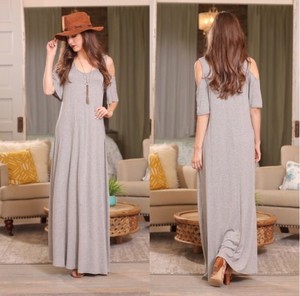 casual cold shoulder maxi dress