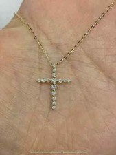 2Ct Round Cut White Moissanite Women's Cross Pendant 14k Yellow Gold Plated