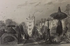 1830 B/W ENGRAVING LEVINS HALL WESTMORLAND 20CMS BY 14CMS (P779)