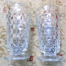 Lot 2 Vtg Whitehall By Colony Clear Glass Iced Tea Glasses Goblets 6" GROOVY Set
