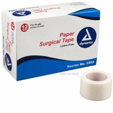 Dynarex PAPER Surgical Tape 1" x 10 yds - 1, 2, 4, 6, or 12 Rolls/box - #3552